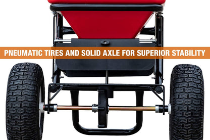 Walk Behind Push Spreader, 100lb Capacity, For Salt, Ice & Snow Melt, Included Grate & Cover With Enclosed Gearbox for Protection.