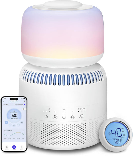 Humidifiers for Bedroom Baby, Sprout Evaporative with Dual Filters for Air & Water, Separate Sensor, Adjustable No Blue Nightlight, Auto Dry, Smart Control & Alexa, Auto Mode, 3.8L Tank for 36H