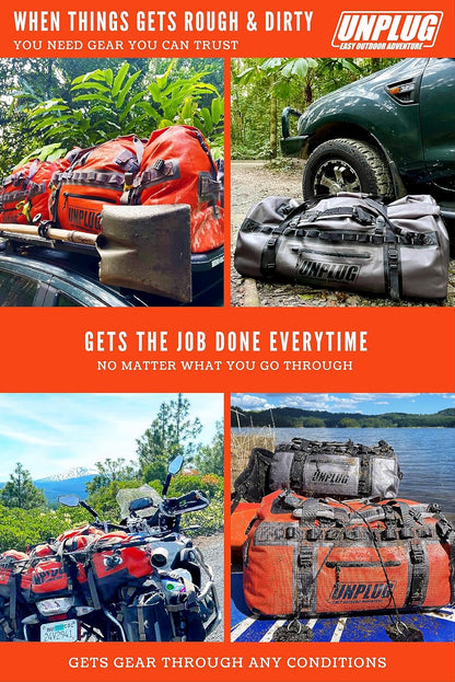 Ultimate Adventure Bag -1680D Heavy Duty Waterproof Travel Duffel Bags for Camping, Motorcycle Dry Bag, Waterproof Bags for Boating, Waterproof Duffle Backpack,Tactical Duffle Bag