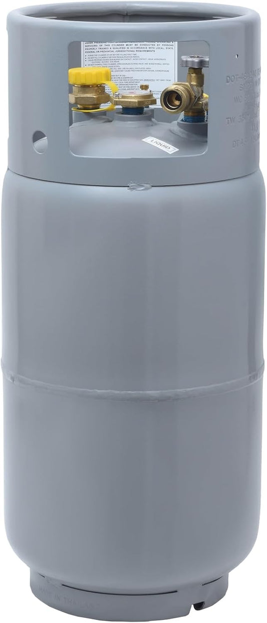 Steel Forklift Propane Tank Cylinder with Built-in Gauge, Gray.