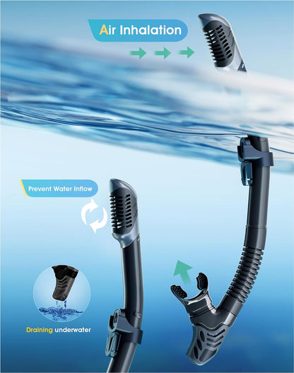 Snorkeling Gear for Adults, Dry-Top Snorkel Set, 180°Panoramic Wide View Diving Mask Breathing Freely Snorkel Mask for Snorkeling Scuba Diving Swimming Travel