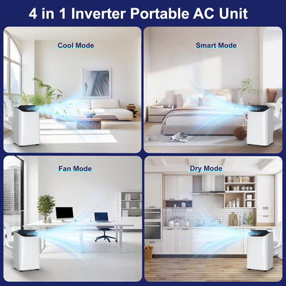 14000 BTU Portable Air Conditioners with Remote Control, 3-in-1 Free Standing Cooling AC Unit with Fan & Dehumidifier, Cools Room up to 700 sq.ft, Smart/Sleep Mode,3 Speed,Auto Swing,24H Timer