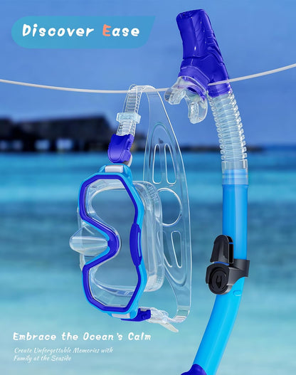 Snorkeling Gear for Adults, Dry-Top Snorkel Set, 180°Panoramic Wide View Diving Mask Breathing Freely Snorkel Mask for Snorkeling Scuba Diving Swimming Travel