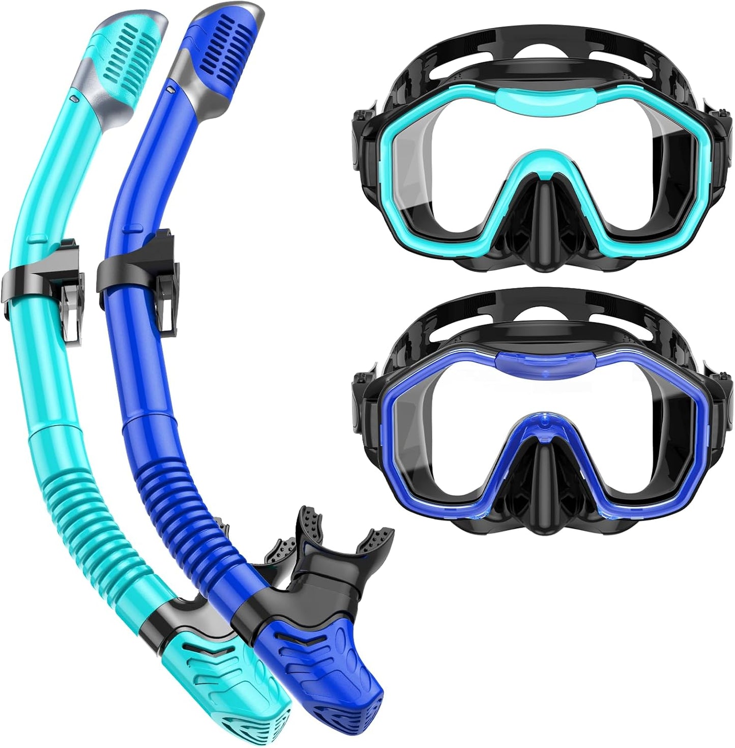Snorkeling Gear for Adults, Dry-Top Snorkel Set, 180°Panoramic Wide View Diving Mask Breathing Freely Snorkel Mask for Snorkeling Scuba Diving Swimming Travel