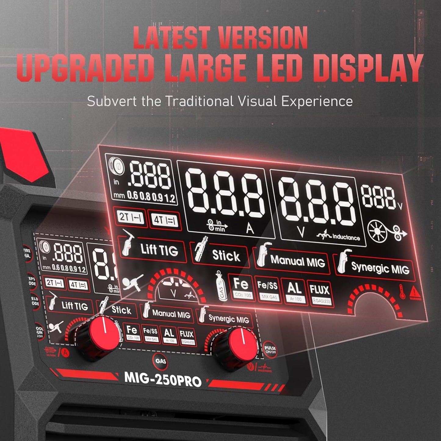 135Amp MIG Welder,110V Flux Core Welder Flux Core MIG/Lift TIG/Stick 3-in-1 Large LED Digital Display Welding Machine IGBT Inverter Welder FLUX-135PRO