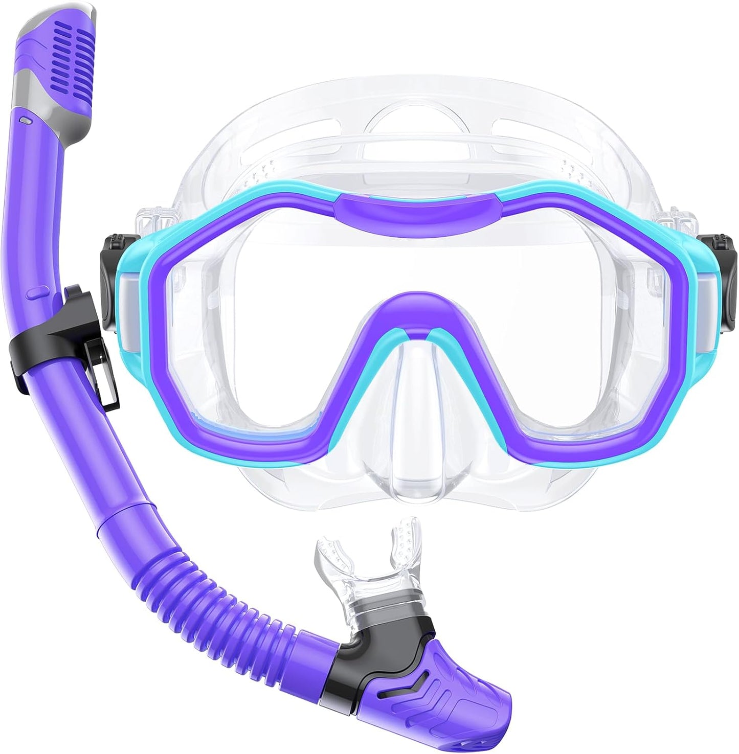 Snorkeling Gear for Adults, Dry-Top Snorkel Set, 180°Panoramic Wide View Diving Mask Breathing Freely Snorkel Mask for Snorkeling Scuba Diving Swimming Travel