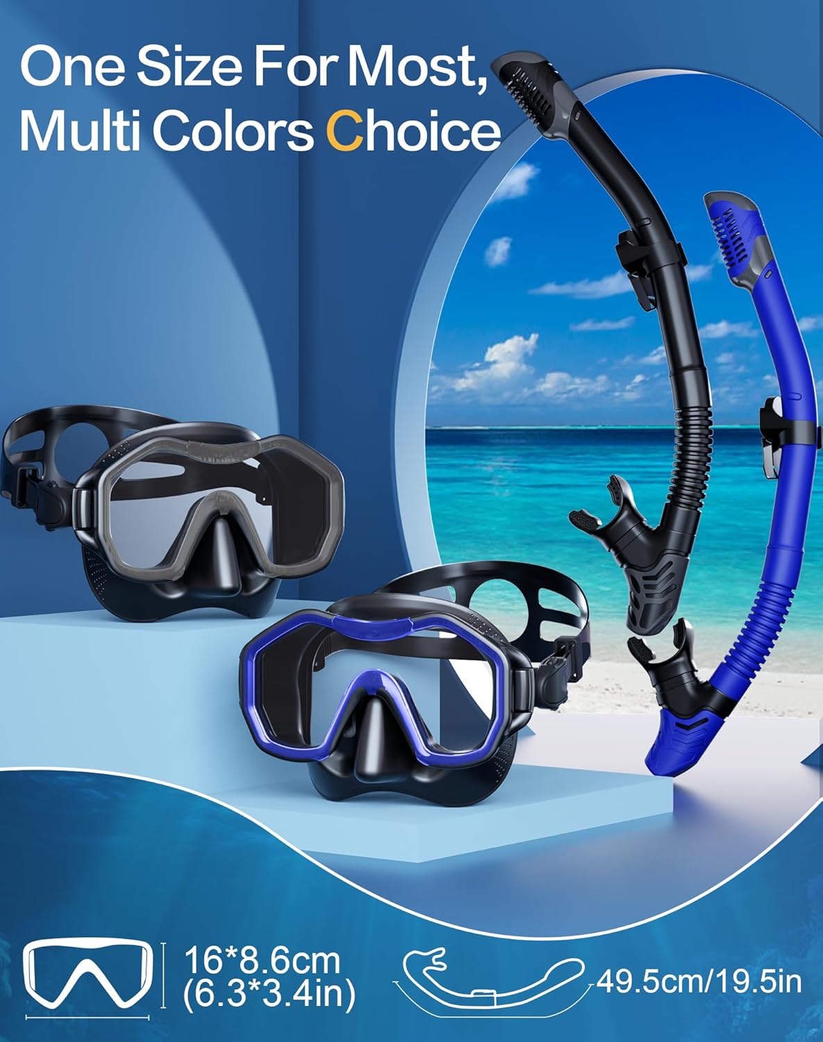 Snorkeling Gear for Adults, Dry-Top Snorkel Set, 180°Panoramic Wide View Diving Mask Breathing Freely Snorkel Mask for Snorkeling Scuba Diving Swimming Travel