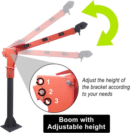 1100lb Folding Dismountable Household Hoist Truck Crane with Electric Hoist (110V) – 880lb Pulling Force, Jib Cranes for Factory, Warehouse, Construction