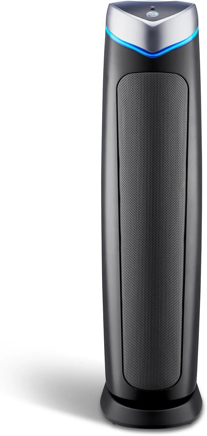 5-In-1 HEPA Air Purifier for Home, Large Rooms Up To 915 Sq. Ft. with HEPA Pet Air Filter, UV-C Light & Odor Reduction, 28" Tower, Black
