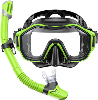 Snorkeling Gear for Adults, Dry-Top Snorkel Set, 180°Panoramic Wide View Diving Mask Breathing Freely Snorkel Mask for Snorkeling Scuba Diving Swimming Travel