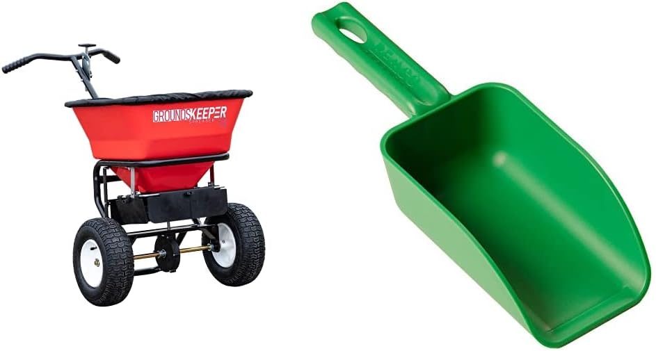 Walk Behind Push Spreader, 100lb Capacity, For Salt, Ice & Snow Melt, Included Grate & Cover With Enclosed Gearbox for Protection.