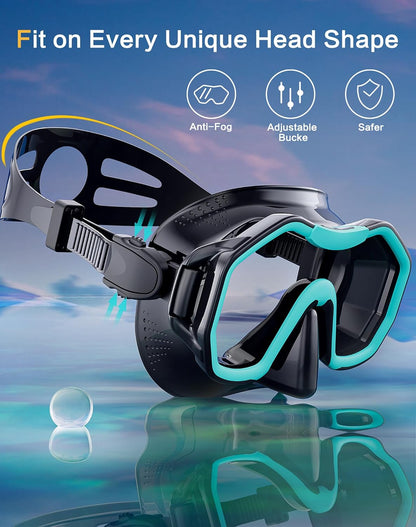 Snorkeling Gear for Adults, Dry-Top Snorkel Set, 180°Panoramic Wide View Diving Mask Breathing Freely Snorkel Mask for Snorkeling Scuba Diving Swimming Travel