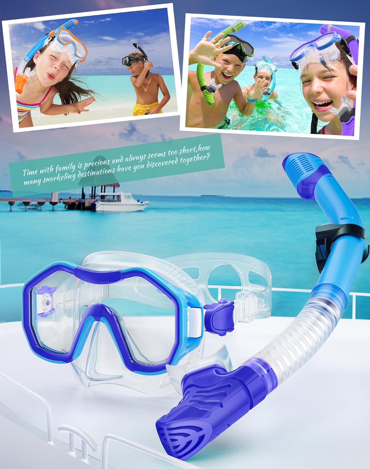 Snorkeling Gear for Adults, Dry-Top Snorkel Set, 180°Panoramic Wide View Diving Mask Breathing Freely Snorkel Mask for Snorkeling Scuba Diving Swimming Travel