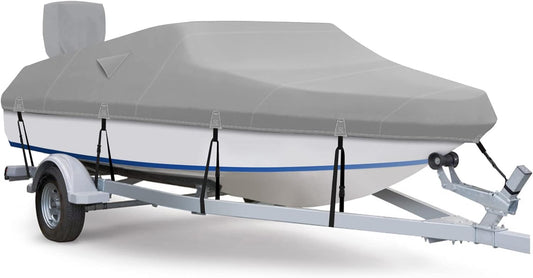 600D Waterproof Winter Boat Cover with Motor Cover 17-19 ft Fits Bass Boat