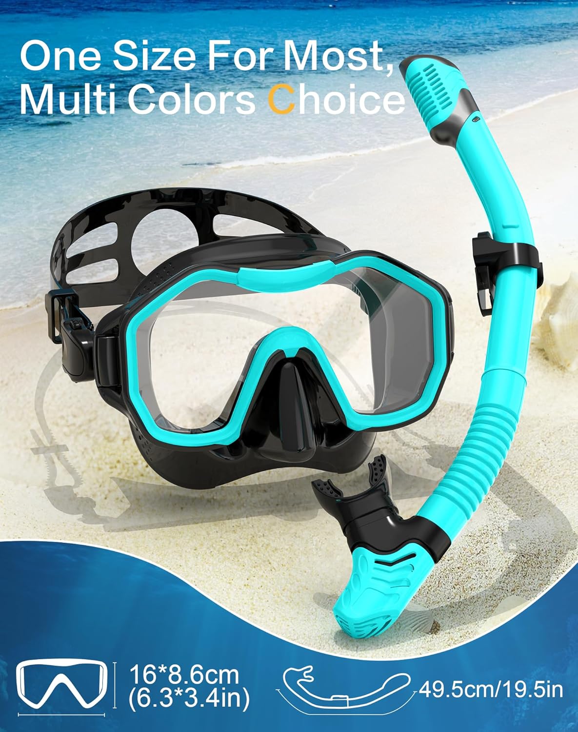 Snorkeling Gear for Adults, Dry-Top Snorkel Set, 180°Panoramic Wide View Diving Mask Breathing Freely Snorkel Mask for Snorkeling Scuba Diving Swimming Travel