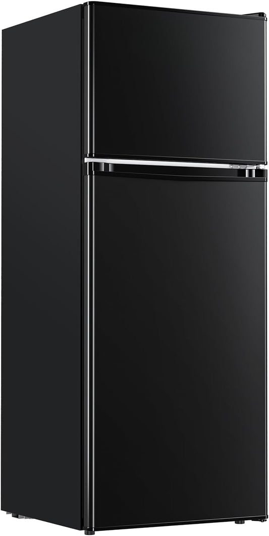 4.0 Cu.Ft Mini Fridge with Freezer – Double Door Compact Refrigerator for Dorm, Office, Bedroom – Adjustable Thermostat, Black
