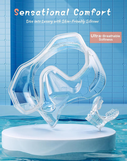 Snorkeling Gear for Adults, Dry-Top Snorkel Set, 180°Panoramic Wide View Diving Mask Breathing Freely Snorkel Mask for Snorkeling Scuba Diving Swimming Travel