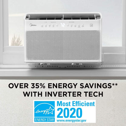 U-Shaped Inverter Window Air Conditioner 12,000BTU with Open Window Flexibility, Robust Installation,Extreme Quiet, 35% Energy Saving, Smart Control, Alexa, Remote, Bracket Included.