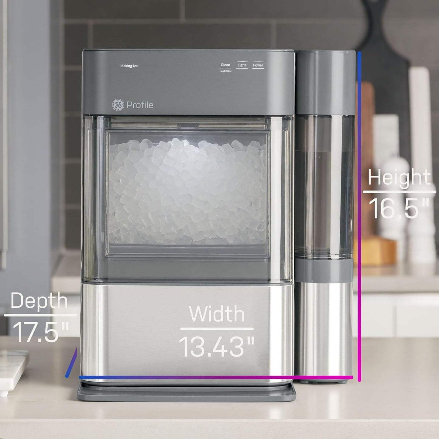 2.0 with 0.75 Gallon Tank, Chewable Crunchable Countertop Nugget Ice Maker, Scoop included, 38 lbs in 24 hours, Pellet Ice Machine with WiFi & Smart Connected, Stainless Steel
