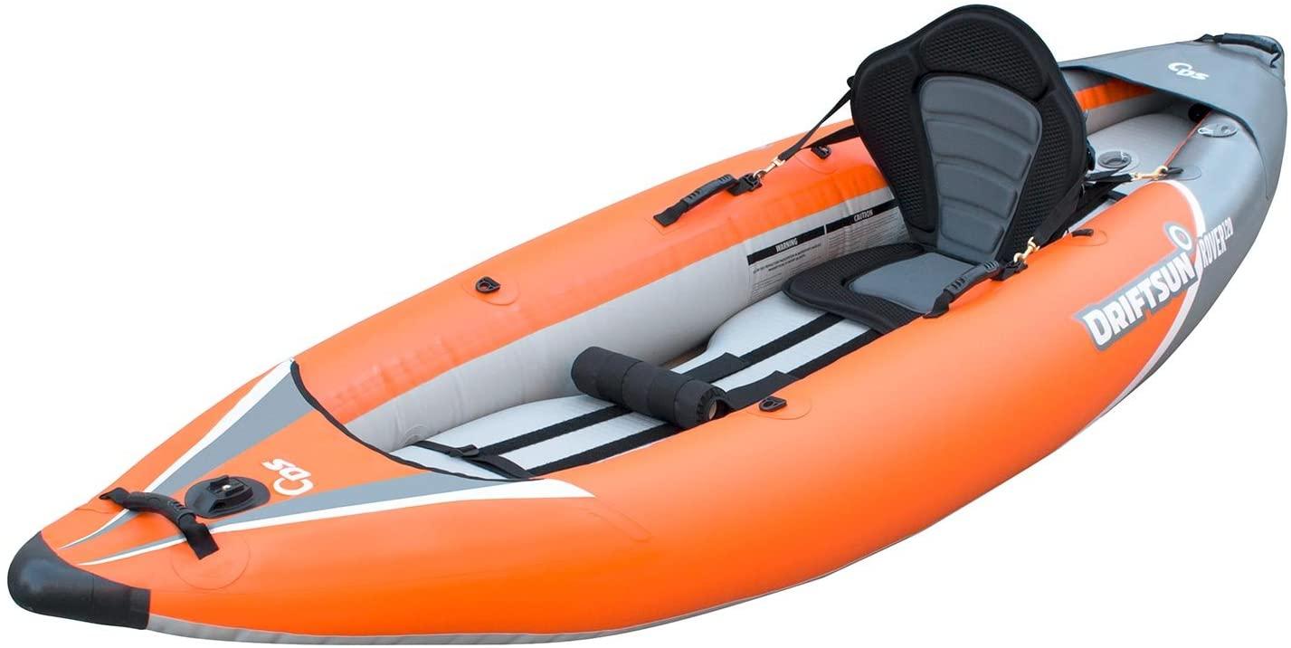120/220 Inflatable Tandem White-Water Kayak with High Pressure Floor and EVA Padded Seats with High Back Support, Includes Action Cam Mount, Aluminum Paddles, Pump and More