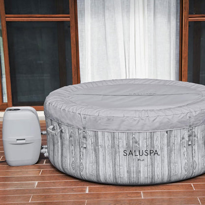 Large Round 2 to 4 Person Inflatable Hot Tub Portable Outdoor Spa with 120 AirJets and EnergySense Cover, Grey