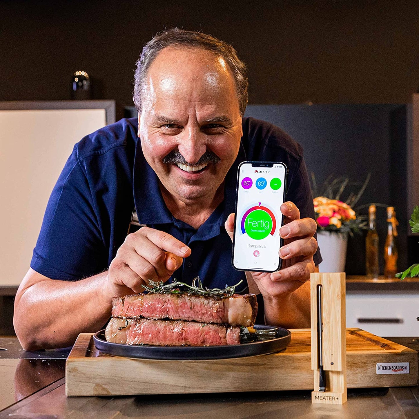 Smart Meat Thermometer with Bluetooth | 165ft Wireless Range | for The Oven, Grill, Kitchen, BBQ, Smoker, Rotisserie