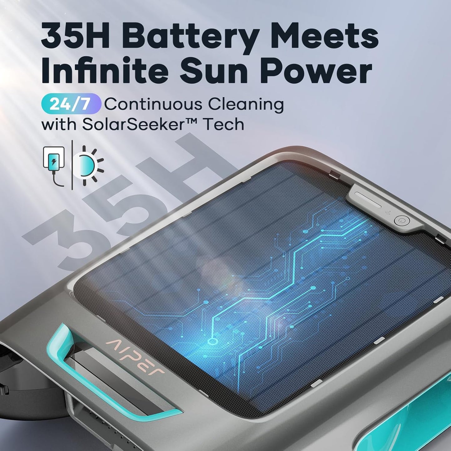 Solar Pool Skimmer with APP Support, 24/7 Cleaning, Dual Charging Modes, Smart Obstacle Avoidance, Ideal for All Swimming Pool Types