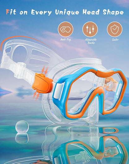 Snorkeling Gear for Adults, Dry-Top Snorkel Set, 180°Panoramic Wide View Diving Mask Breathing Freely Snorkel Mask for Snorkeling Scuba Diving Swimming Travel