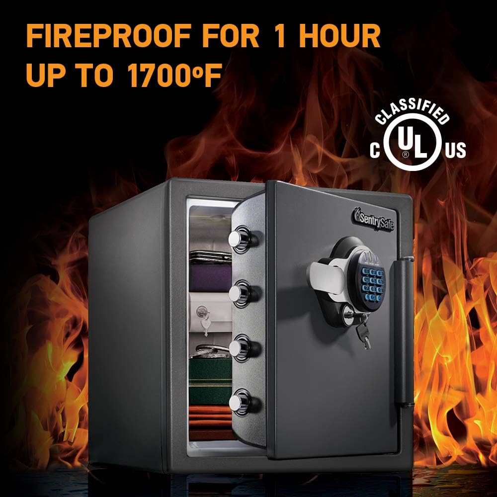 Key Lock Box, Outdoor Lock Box Bundle with SentrySafe Fireproof and Waterproof Safe, 1.23 Cubic Feet