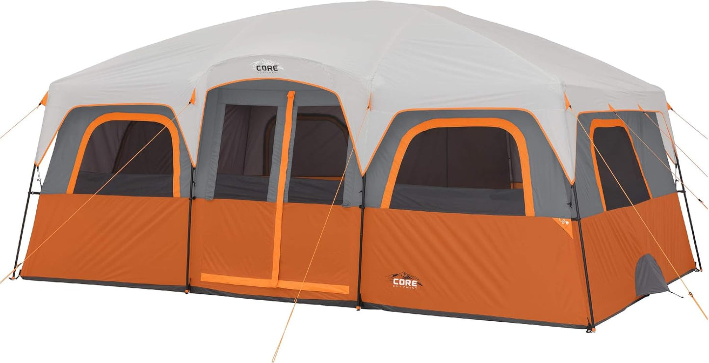 Straight Wall Cabin Tents | 10 Person / 11 Person / 12 Person Large Multi Room Family Tents for Car Camping & Outdoor Adventures