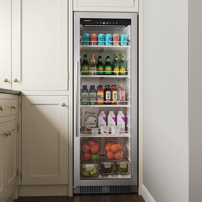 22" Wide 10.1 Cu. Ft. Commercial Beverage Merchandiser – Stainless Steel, Temp Alarm, Reversible Door