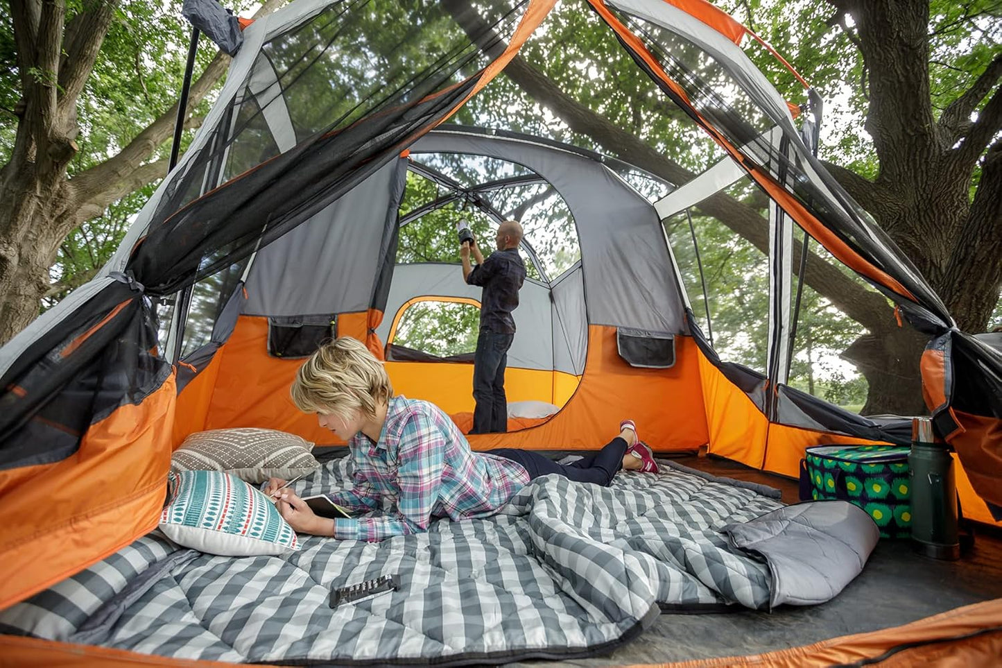 Straight Wall Cabin Tents | 10 Person / 11 Person / 12 Person Large Multi Room Family Tents for Car Camping & Outdoor Adventures