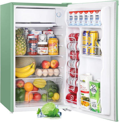 3.2 Cu.Ft Mini Fridge with Freezer – Single Door Compact Refrigerator for Dorm, Bedroom, or Office – Adjustable Thermostat, Black