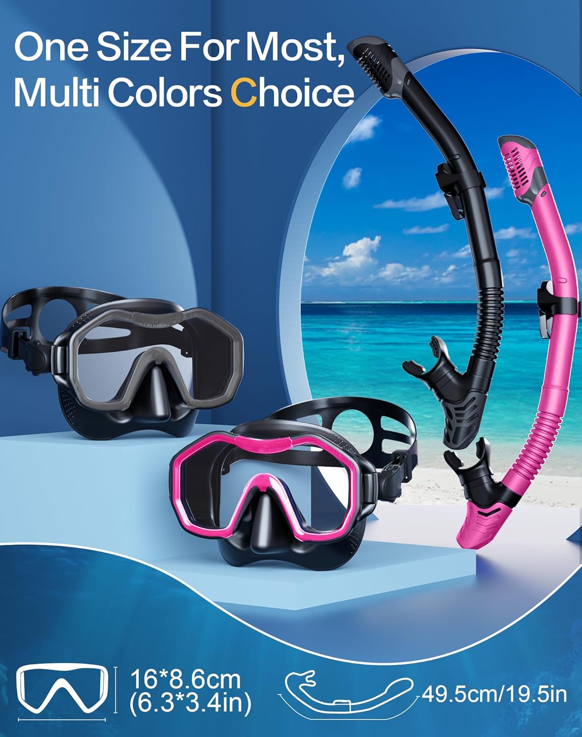 Snorkeling Gear for Adults, Dry-Top Snorkel Set, 180°Panoramic Wide View Diving Mask Breathing Freely Snorkel Mask for Snorkeling Scuba Diving Swimming Travel