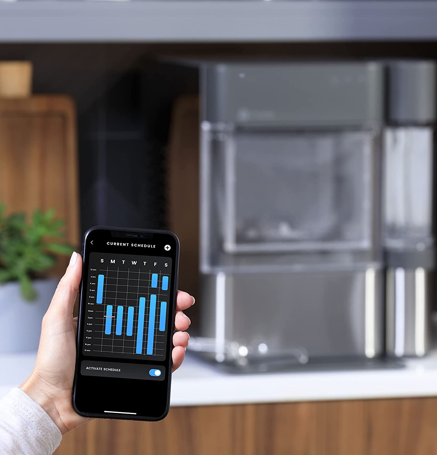 2.0 Countertop Nugget Ice Maker | Ice Machine with WiFi Connectivity | Smart Home Kitchen Essentials | Black Stainless