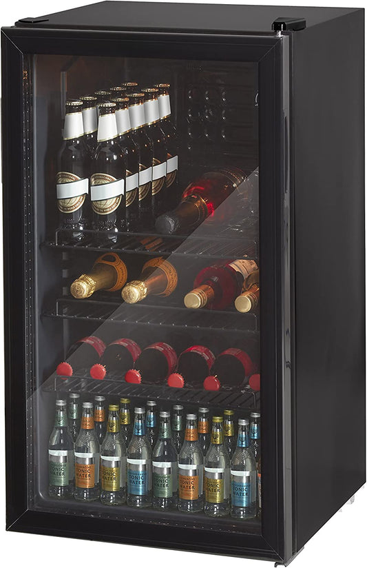 80L Glass Fronted Under Counter Fridge, Wine Beer and Beverage Cooler