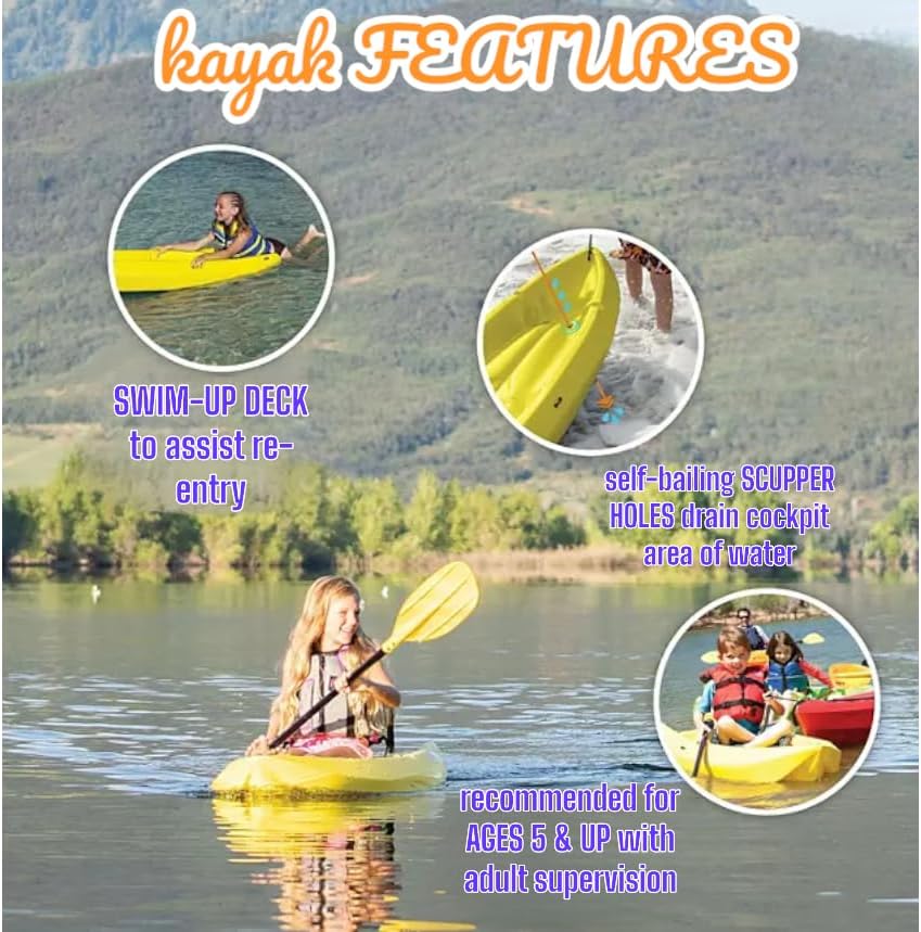 6' Youth Kayak with Paddle. Designed for Stability and Safety, It's The Perfect Choice for Young Paddlers Ready to Conquer The Water