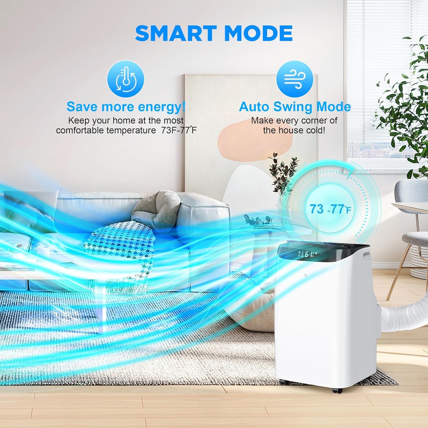 14000 BTU Portable Air Conditioners with Remote Control, 3-in-1 Free Standing Cooling AC Unit with Fan & Dehumidifier, Cools Room up to 700 sq.ft, Smart/Sleep Mode,3 Speed,Auto Swing,24H Timer