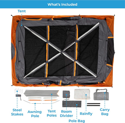 Straight Wall Cabin Tents | 10 Person / 11 Person / 12 Person Large Multi Room Family Tents for Car Camping & Outdoor Adventures