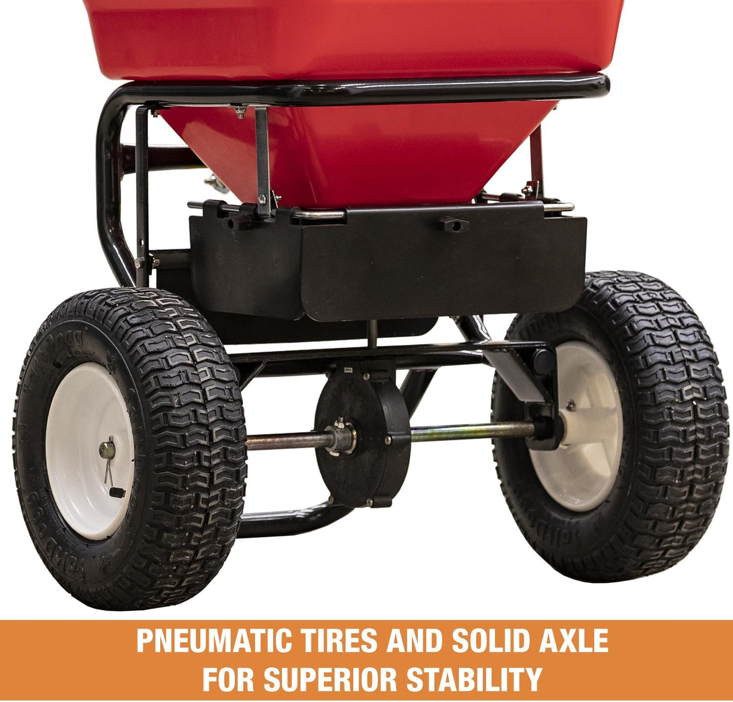 Walk Behind Push Spreader, 100lb Capacity, For Salt, Ice & Snow Melt, Included Grate & Cover With Enclosed Gearbox for Protection.