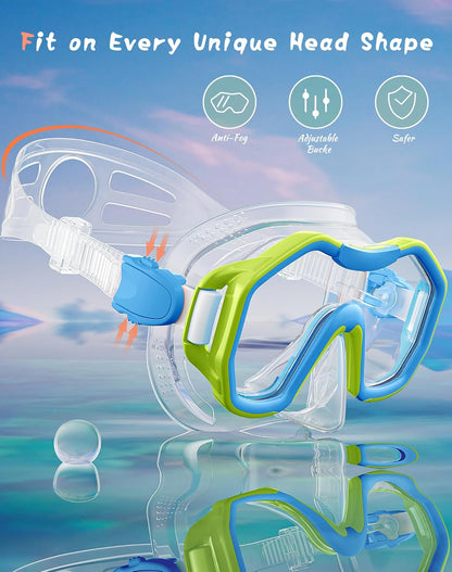 Snorkeling Gear for Adults, Dry-Top Snorkel Set, 180°Panoramic Wide View Diving Mask Breathing Freely Snorkel Mask for Snorkeling Scuba Diving Swimming Travel