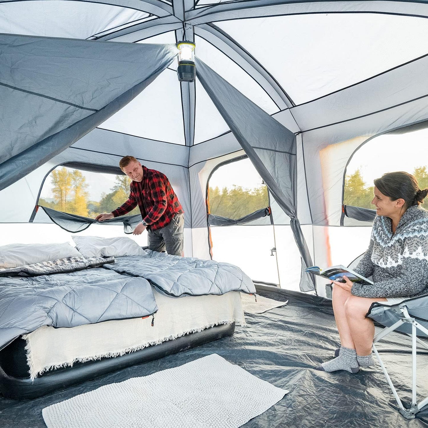 Straight Wall Cabin Tents | 10 Person / 11 Person / 12 Person Large Multi Room Family Tents for Car Camping & Outdoor Adventures