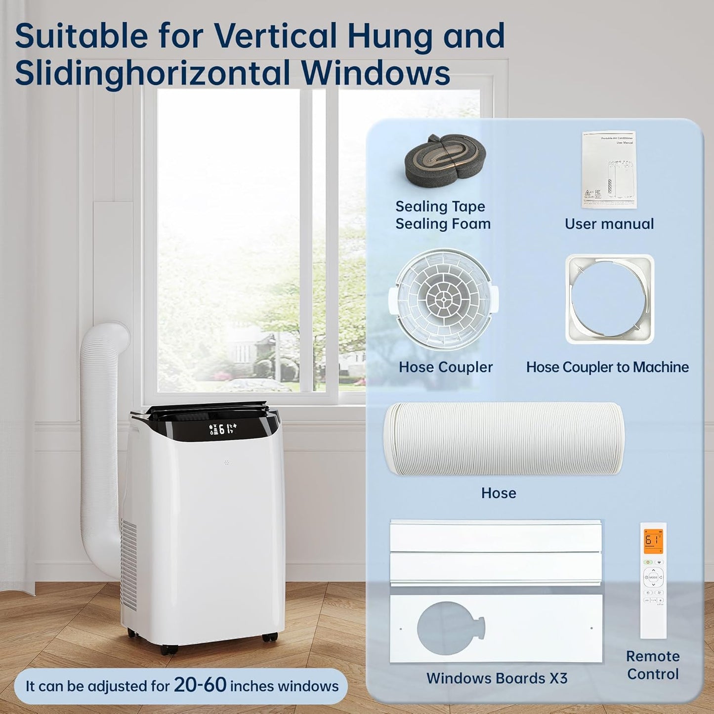 14000 BTU Portable Air Conditioners with Remote Control, 3-in-1 Free Standing Cooling AC Unit with Fan & Dehumidifier, Cools Room up to 700 sq.ft, Smart/Sleep Mode,3 Speed,Auto Swing,24H Timer