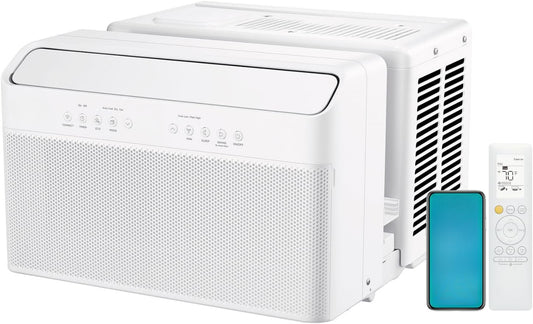 8,000 BTU U-Shaped Smart Inverter Air Conditioner – Cools up to 350 Sq. Ft., Ultra Quiet with Open Window Flexibility, Compatible with Alexa, 35% Energy Savings, Remote Control