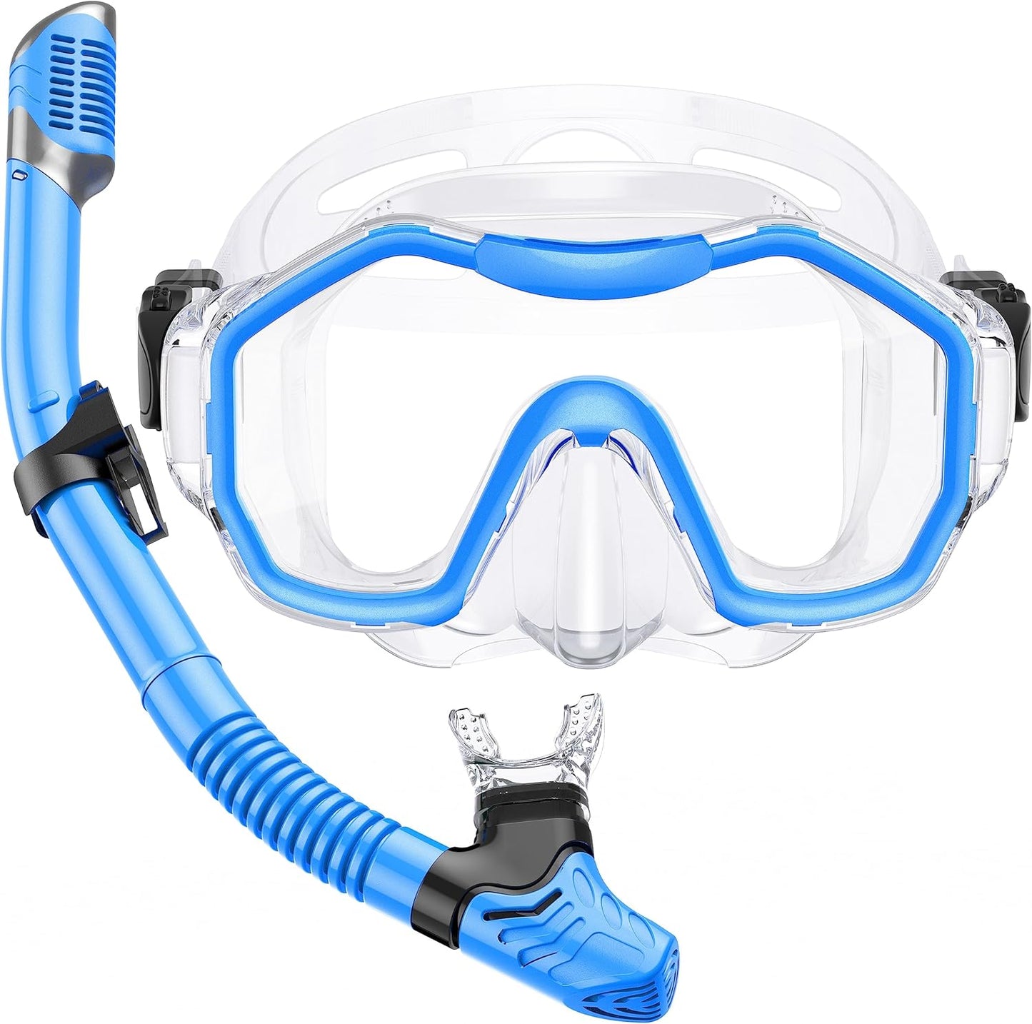 Snorkeling Gear for Adults, Dry-Top Snorkel Set, 180°Panoramic Wide View Diving Mask Breathing Freely Snorkel Mask for Snorkeling Scuba Diving Swimming Travel