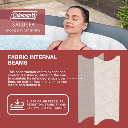 4 to 6 Person Inflatable Hot Tub Square Portable Outdoor Spa with 114 Soothing AirJets and Insulated Cover.