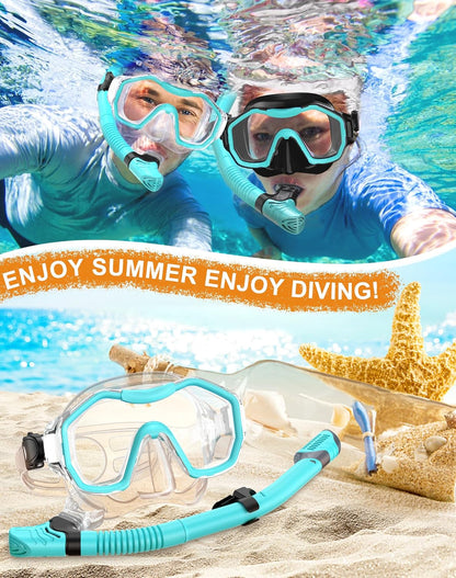 Snorkeling Gear for Adults, Dry-Top Snorkel Set, 180°Panoramic Wide View Diving Mask Breathing Freely Snorkel Mask for Snorkeling Scuba Diving Swimming Travel