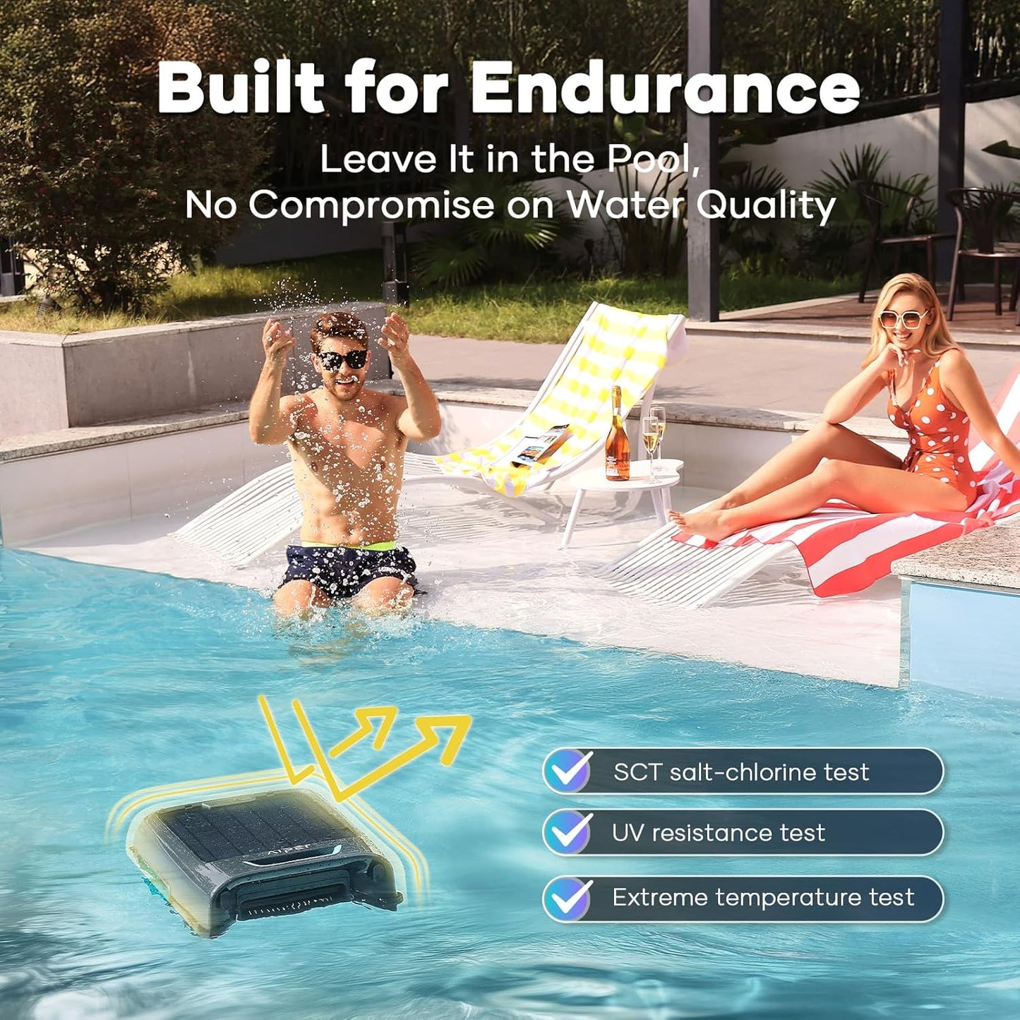 Solar Pool Skimmer with APP Support, 24/7 Cleaning, Dual Charging Modes, Smart Obstacle Avoidance, Ideal for All Swimming Pool Types