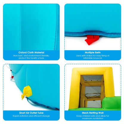 Inflatable Water Park Bounce House w/Climbing Wall Two Slides and Splash Pool