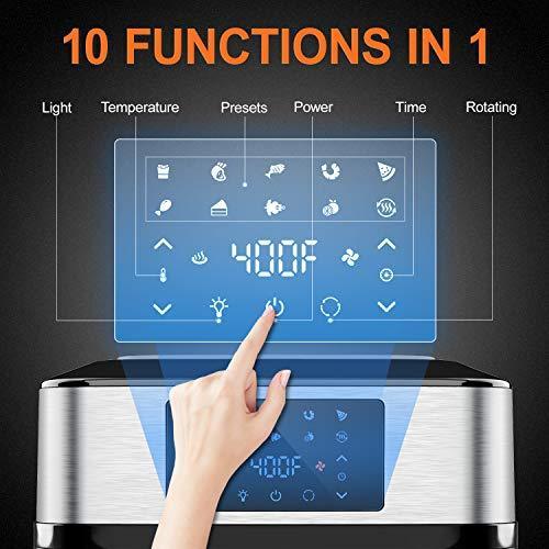 10-in-1 Air Fryer Oven, 20 Quart Airfryer Toaster Oven Combo, 1800W Large Air Fryers, Convection Toaster Oven with Rotisserie Dehydrator.